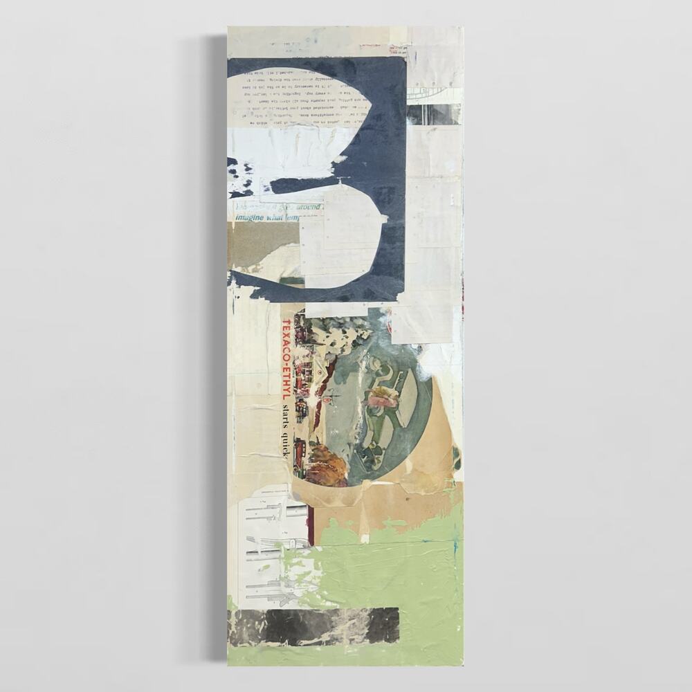 Original 11.5x30" Mixed Media Modern Art Collage on Canvas "Hederated"